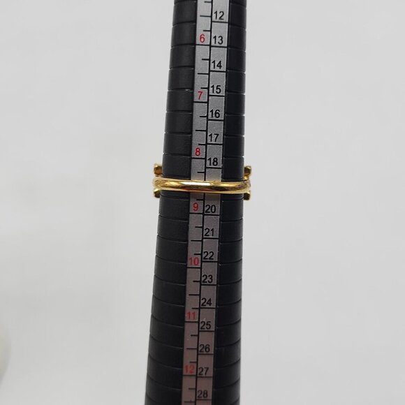 Gold Tone Ring With Black & Clear Crystal Rhinestones Vintage Cocktail - Picture 4 of 4